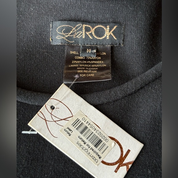 LaROK Deep Scoop Neck Dress, Black-on Black Leather-Look Skirted Bottom NWT (M) - Picture 7 of 8